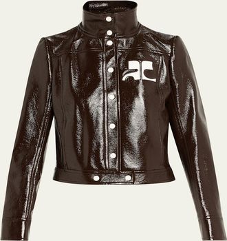 Courr&egrave;ges Textured Vinyl Crop Jacket