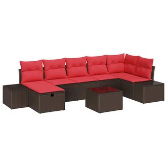 vidaXL Conjunto De Sof&aacute; De Jard&iacute;n 8 Pcs Marr&oacute;n Rat&aacute;n Sint&eacute;tico Vidaxl