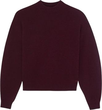 Kujten Fany Cashmere Trui met Schoorsteen Kraag - Dames - Cashmere truien - Rood - M - Wol - Truien & Vesten