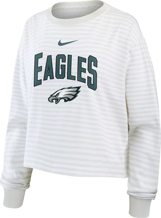 Nike Philadelphia Eagles Primetime Nike Womens Cropped Long-Sleeve T-Shirt in White | 05KV0CEB86-PFN
