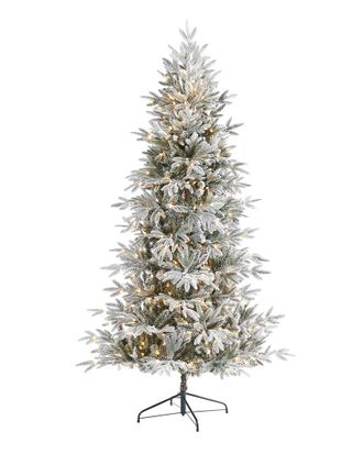 Nearly Natural 7.5ft Flocked Manchester Spruce Artificial Christmas Tree