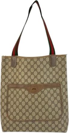 Gucci Pre-owned Tote Bags, female, Beige, Size: ONE SIZE Pre-owned Canvas Tote Bag