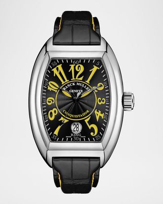 Franck Muller Mens Conquistador Watch with Black Dial and Yellow Numerals
