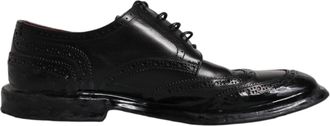 Dolce & Gabbana Mens Black Leather Derby Wingtip Formal Shoes - Size EU 42