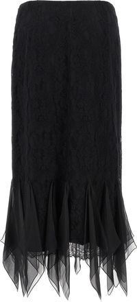 Valentino Garavani Womens Black Cotton Midi Skirt