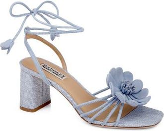 Badgley Mischka Wallflower Ankle Wrap Sandal in Aqua Suede at Nordstrom, Size 5.5