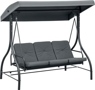 OUTSUNNY 3 Seater Canopy Swing Chair Porch Hammock Bed Rocking Bench Dark Grey
