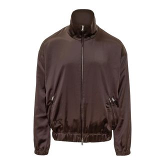 Yohji Yamamoto Bomber Jackets, male, Brown, Size: XS Satin Jacket
