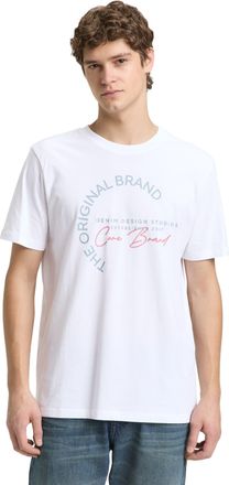 Tom Tailor Denim Kurzarmshirt TOM TAILOR DENIM, Herren, Gr. XXL, wei&szlig;, Single Jersey, Obermaterial: 100% Baumwolle, bedruckt, normal h&uuml;ftbedeckend, Rundhals, Shirts Ku