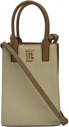 Burberry Beige Ivory Leather Shoulder Bag Tote Bag (Pre-Owned)
