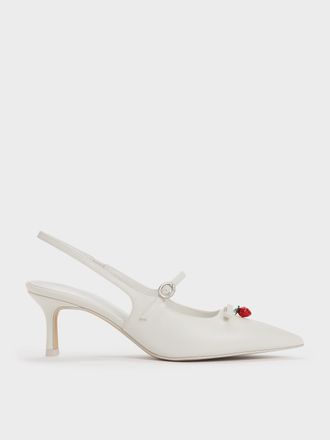 Charles & Keith Sonali Strawberry Bow Slingback Pumps