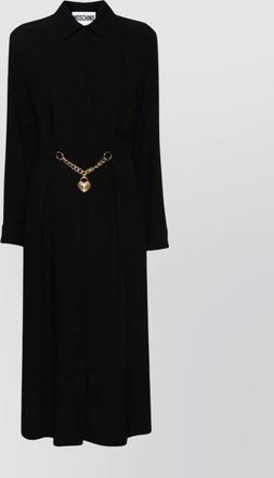 Moschino midi dress with long sleeves and chain belt