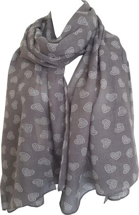 GlamLondon Heart Scarf Womens Hearts Love Printed Fashion Ladies Wrap (Za-Grey)