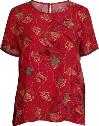 Valentino Floral-Embroidered Blouse - Red