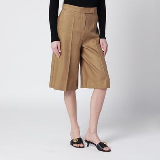 Max Mara Sand-colored linen bermuda shorts