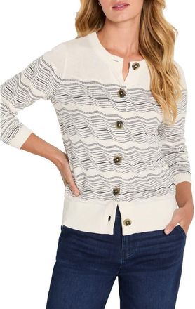 Nic+Zoe Zigzag Stripe Linen Blend Cardigan in Cream Multi at Nordstrom, Size X-Small