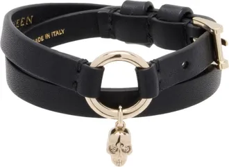 Alexander McQueen Black Skull Wrap Around Bracelet