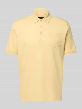 Bugatti Regular Fit Poloshirt mit Brusttasche und Label-Stitching in Hellgelb, Gr&ouml;&szlig;e XXXL