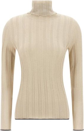 Fabiana Filippi Lurex Coltrui - Dames - Coltruien - Geel - S - Polyester - Truien & Vesten