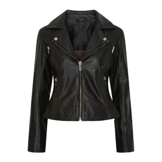 Notyz Leather Jackets, female, Black, Size: 3XL Leather Jackets