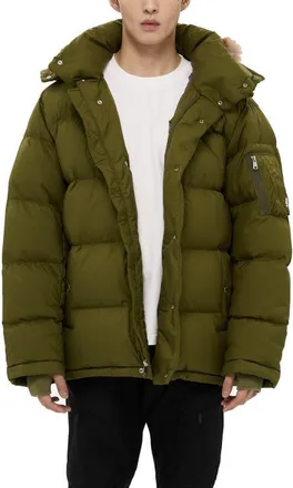 AlphaStyle Minto Mens Detachable Hood Puffer in Green at Nordstrom, Size Xx-Large