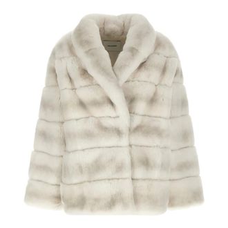 Yves Salomon Rex Rabbit Band Jas - Dames - Jassen - Wit - Maat: XS Zijde