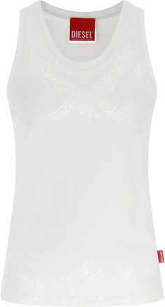 Diesel White Lace Round Neck Top