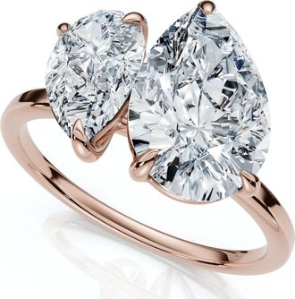 Pompeii3 3Ct Toi Et Moi Pear Shape Diamond Ring 14k Gold Lab Grown