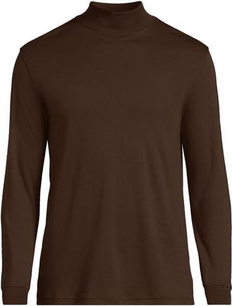 Lands End Cotton Supima Mock Turtleneck in Dark Walnut Brown at Nordstrom, Size Xx-Large