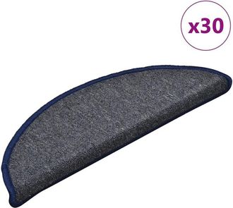 vidaXL Felpudos Para Escaleras (30 Unidades, 56 X 17 X 3 Cm, Gris Oscuro Y Azul, Semicirculares) Vidaxl