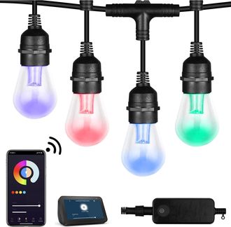 OEM Guirnalda De Luces Rgb Y Blancas Para Exteriores, 15 M, 15 Led Impermeables, Control Wi-fi Mediante Aplicaci&oacute;n (blanco/rgb)