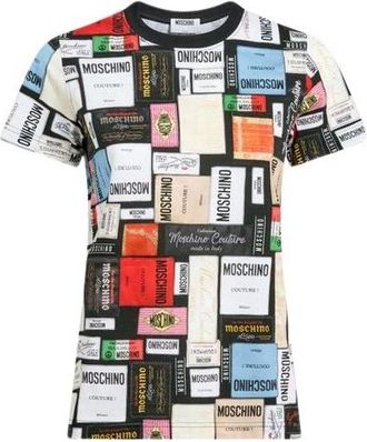 Moschino Tops, Dames, Veelkleurig, XS, Katoen, Katoenen jersey T-shirt met print