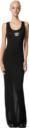 John Richmond Lange jurk zonder mouwen met juweeldetail - Dames - Maxi kleedjes - Zwart - L - Kleedjes