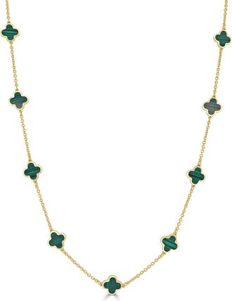 Italian Gold, Inc 14K Yellow Gold Clover Necklace- Malachite