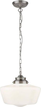 Searchlight School House - 1 L&aacute;mpara Colgante De Plata Satinada, Blanco Ip44, E27 - Searchlight