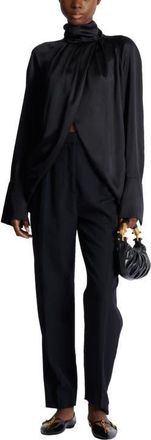 Balmain Draped silk blouse in Black at Nordstrom, Size 36 Eu
