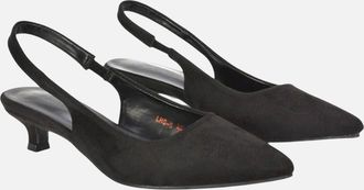 XY London Womens XY London Womens/Ladies Leila Sling Back Low Kitten Heel Court Shoes - Black - Size: 4