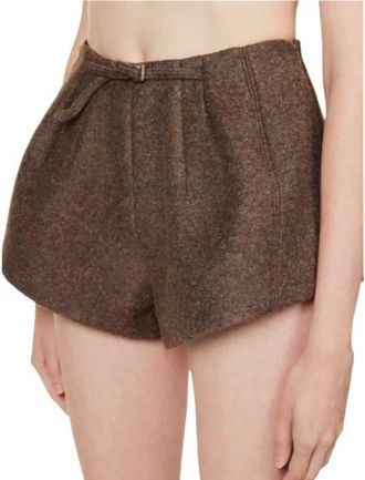 Jacquemus Brown Le Chouchou Wool Blend Belted Shorts Size S