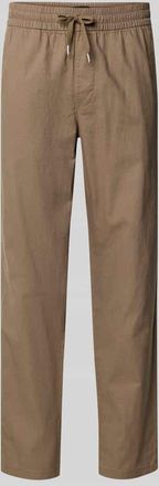 Matinique Straight Fit Leinenhose mit elastischem Bund Modell Barton in Mittelbraun, Gr&ouml;&szlig;e XXL