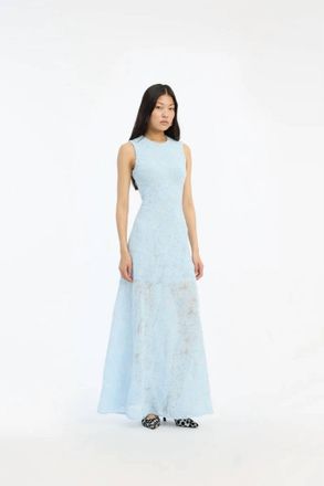 Rotate Mesh Maxi Dress In Light Blue