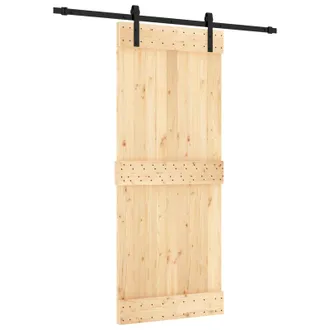 vidaXL Puerta Corredera Natural Y Negro 85 X 210 Cm Vidaxl