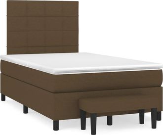 vidaXL Cama Box Spring Con Colch&oacute;n Tela Marr&oacute;n Oscuro 120x190 Cm Vidaxl