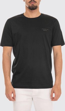 HUGO BOSS T-shirt girocollo in cotone con logo tono su tono sul petto