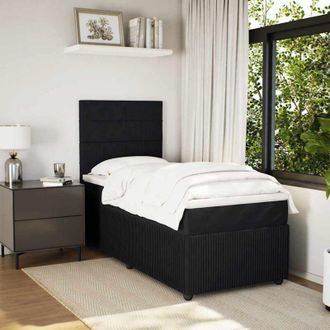 vidaXL Cama Box Spring Con Colch&oacute;n Cuero Sint&eacute;tico Negro 90x190 Cm Vidaxl