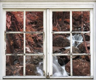 Queence Wandsticker »Fluss im Wald« Wandsticker, Wandbild, selbstklebend, 3D, Fenster