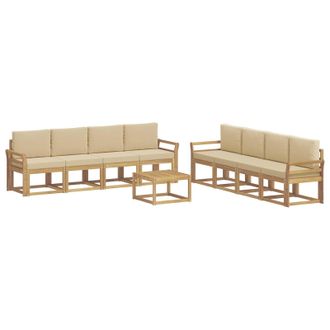 vidaXL Conjunto De Sof&aacute;s De Exterior Con Coj&iacute;n 9 Pcs Y Beige Vidaxl