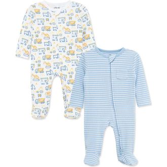 Little Me Trucks Pack of 2 Footies in Blue at Nordstrom, Size Newborn