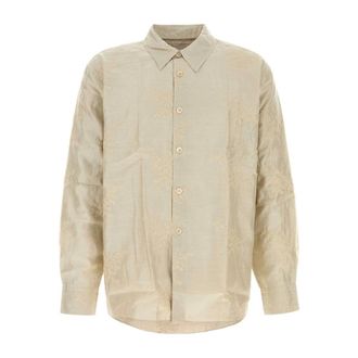 Our Legacy Light Jackets, male, Beige, Size: XL Embroidered Jersey Oversize Shirt