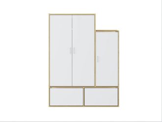 VENTE-UNIQUE.COM Mueble recibidor madera color natural claro, blanco