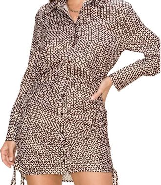 HYFVE Geometric Print Shirt Dress In Brown